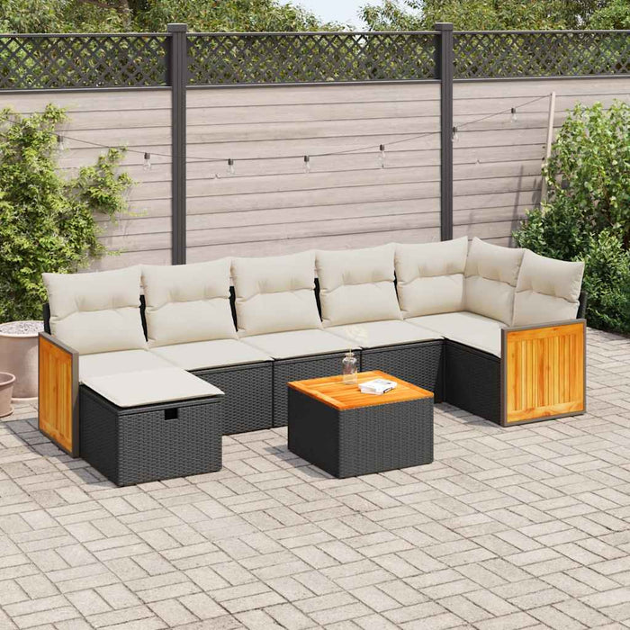 Set mobilier de grădină cu perne, 8 piese, negru, poliratan - WALTI WALTI