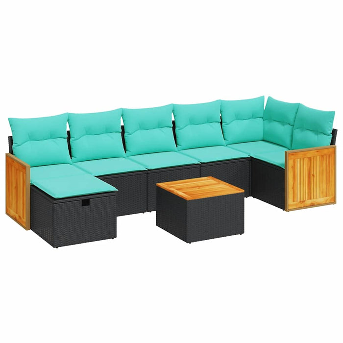 Set mobilier de grădină cu perne, 8 piese, negru, poliratan - WALTI WALTI