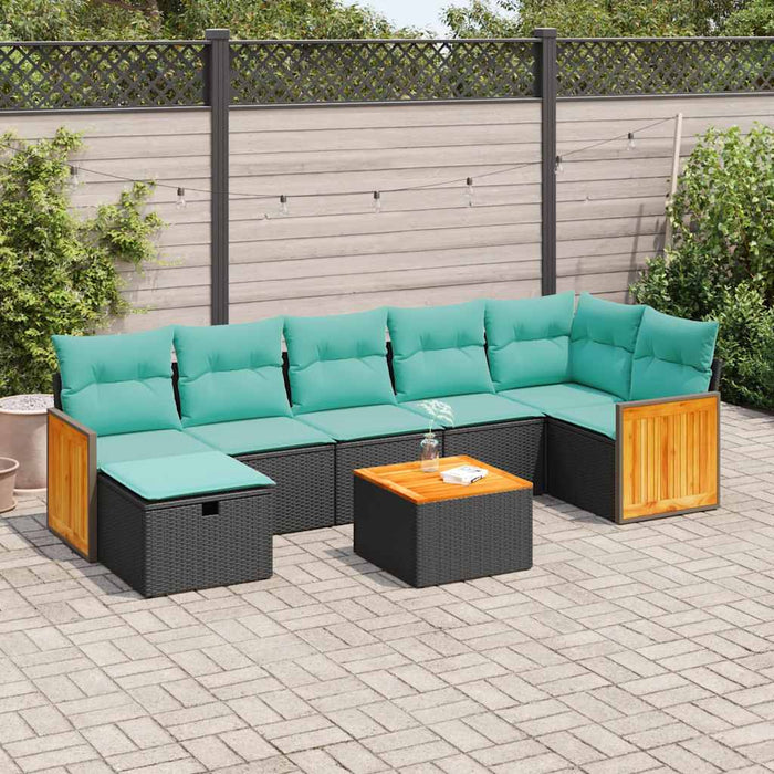 Set mobilier de grădină cu perne, 8 piese, negru, poliratan - WALTI WALTI