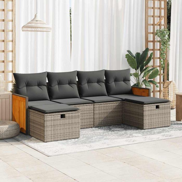 Set mobilier grădină cu perne, 6 piese, gri, poliratan - WALTI WALTI