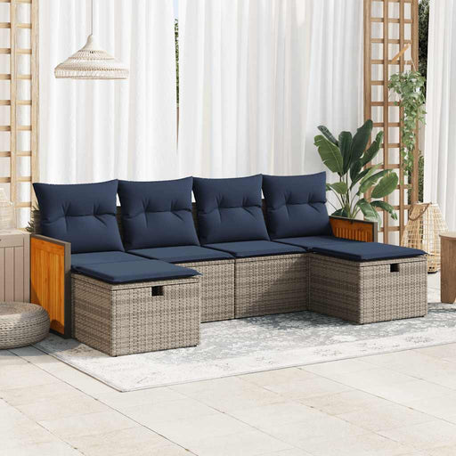 Set mobilier grădină cu perne, 6 piese, gri, poliratan - WALTI WALTI