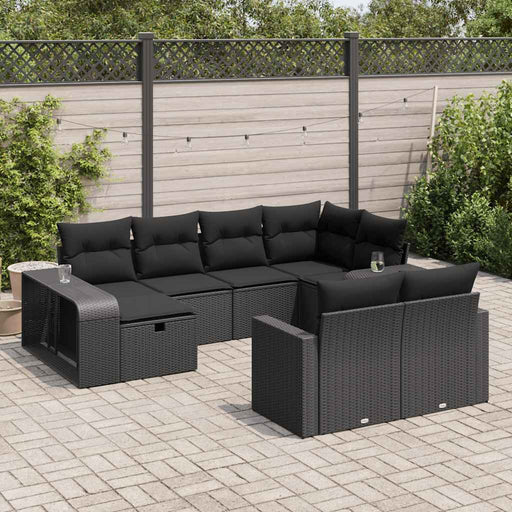 Set canapele de grădină cu perne, 10 piese, negru, poliratan - WALTI WALTI