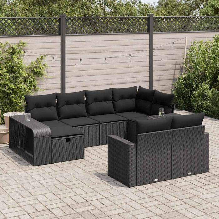 Set canapele de grădină cu perne, 10 piese, negru, poliratan - WALTI WALTI