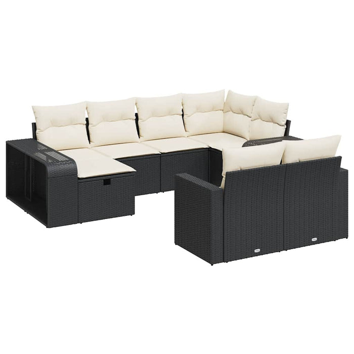 Set canapele de grădină cu perne, 10 piese, negru, poliratan - WALTI WALTI