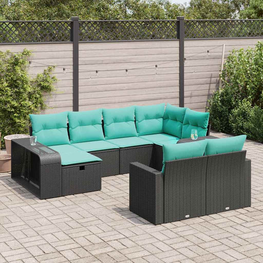 Set canapele de grădină cu perne, 10 piese, negru, poliratan - WALTI WALTI