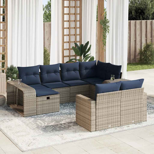 Set mobilier de grădină cu perne, 10 piese, gri, poliratan - WALTI WALTI