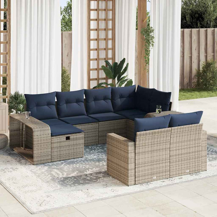 Set mobilier de grădină cu perne, 10 piese, gri, poliratan WALTI