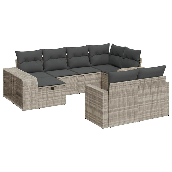 Set canapele de grădină cu perne 10 piese gri deschis poliratan WALTI