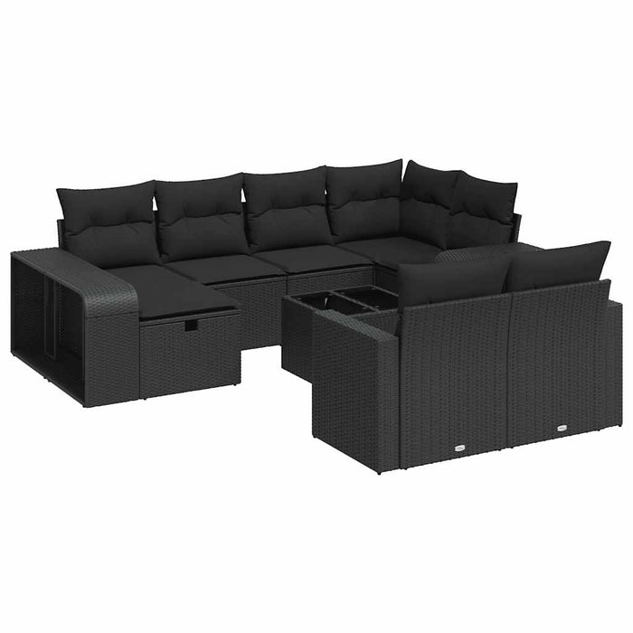Set canapele de grădină cu perne, 11 piese, negru, poliratan - WALTI WALTI