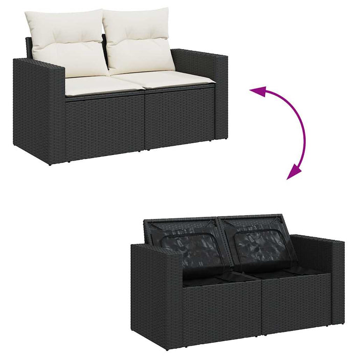 Set canapele de grădină cu perne, 11 piese, negru, poliratan - WALTI WALTI