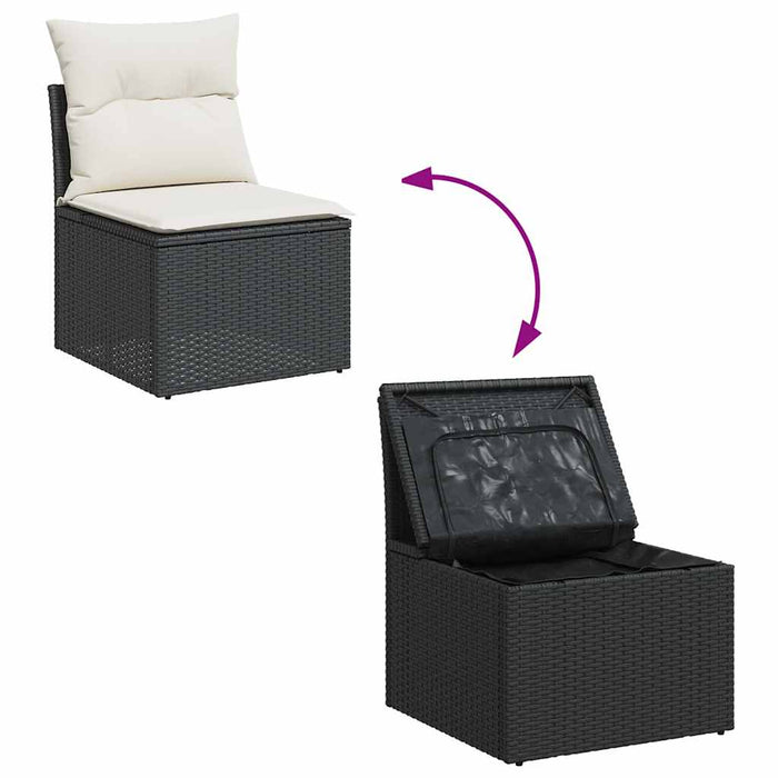 Set canapele de grădină cu perne, 11 piese, negru, poliratan - WALTI WALTI