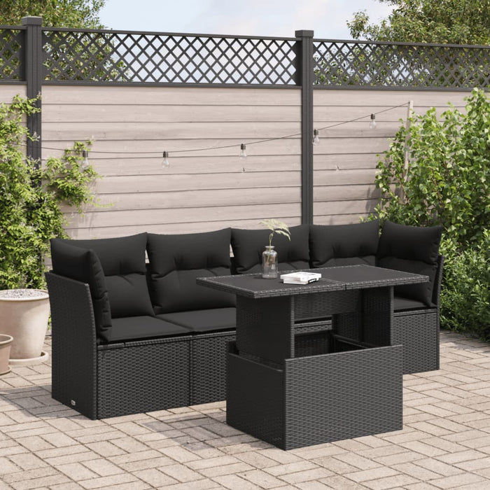 Set mobilier de grădină cu perne, 5 piese, negru, poliratan - WALTI WALTI