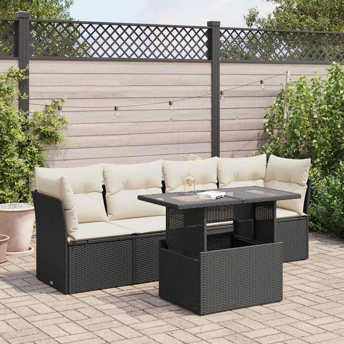 Set mobilier de grădină cu perne, 5 piese, negru, poliratan - WALTI WALTI