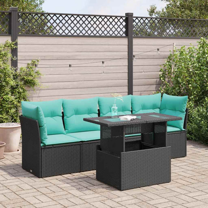 Set mobilier de grădină cu perne, 5 piese,poliratan/lemn acacia WALTI