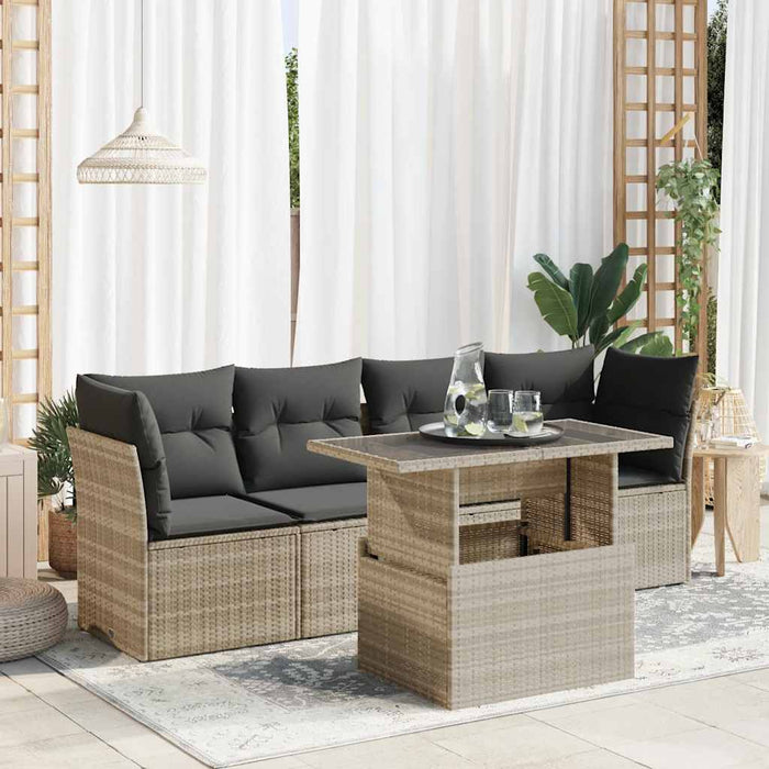 Set canapele de grădină cu perne, 5 piese gri deschis poliratan - WALTI WALTI