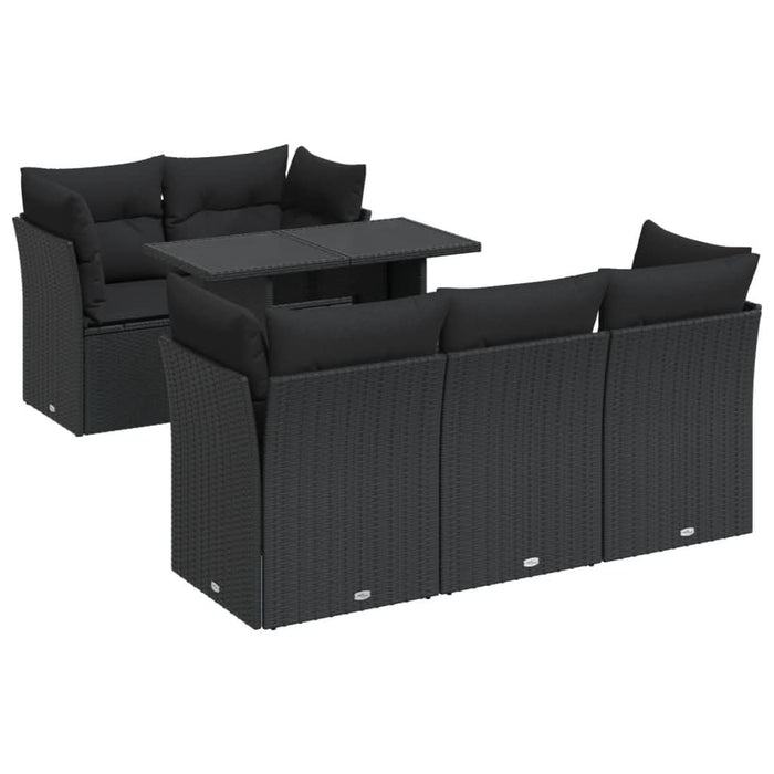 Set mobilier de grădină cu perne, 6 piese, negru, poliratan - WALTI WALTI