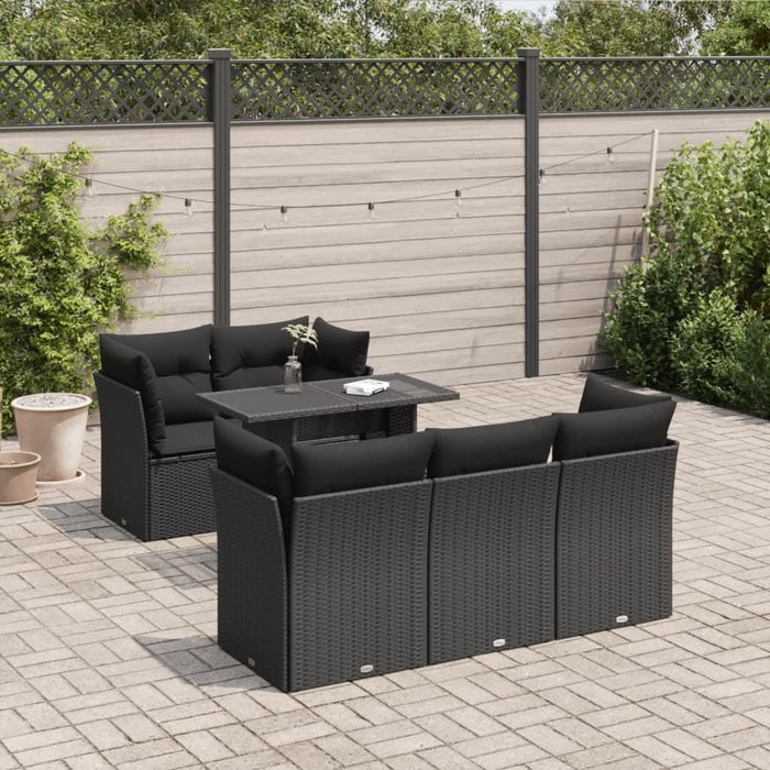 Set mobilier de grădină cu perne, 6 piese, negru, poliratan - WALTI WALTI