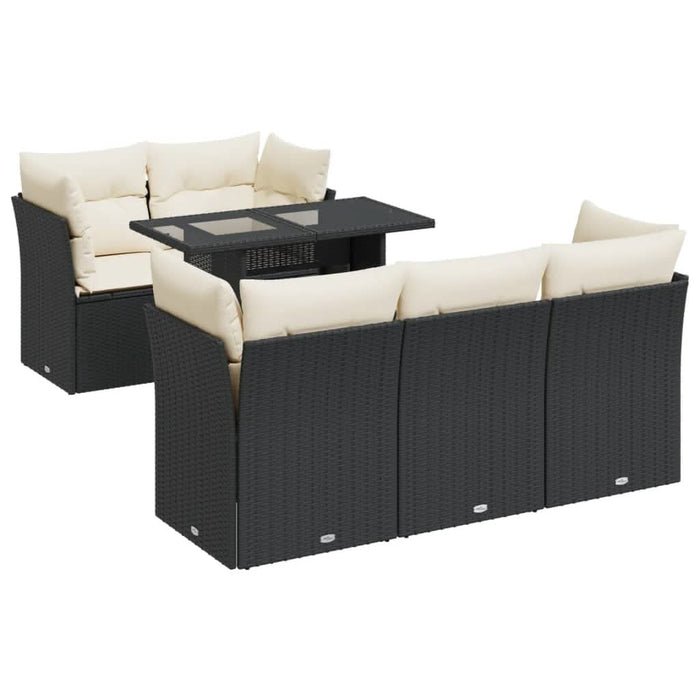 Set mobilier de grădină cu perne, 6 piese, negru, poliratan - WALTI WALTI