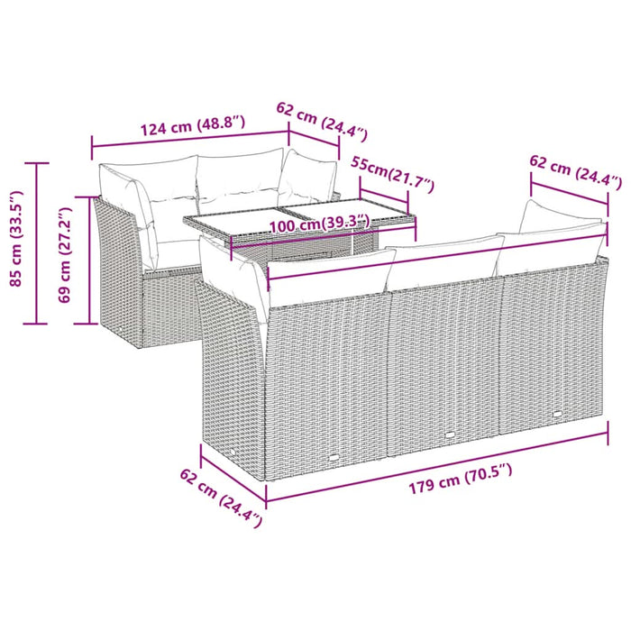 Set mobilier de grădină cu perne, 6 piese, negru, poliratan - WALTI WALTI