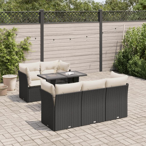 Set mobilier de grădină cu perne, 6 piese, negru, poliratan - WALTI WALTI