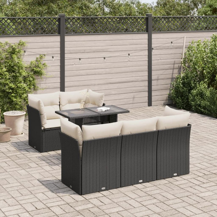 Set mobilier de grădină cu perne, 6 piese, negru, poliratan - WALTI WALTI