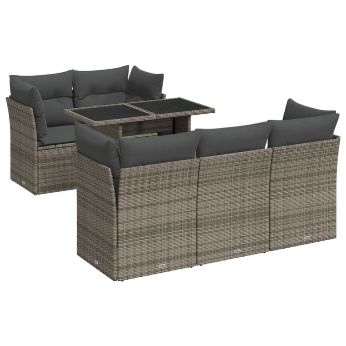 Set mobilier grădină cu perne, 6 piese, gri, poliratan - WALTI WALTI