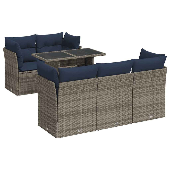 Set mobilier grădină cu perne 6 piese gri poliratan/lemn acacia - WALTI WALTI