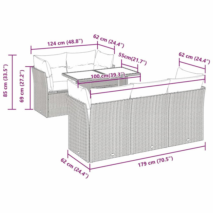 Set mobilier grădină cu perne 6 piese gri poliratan/lemn acacia - WALTI WALTI
