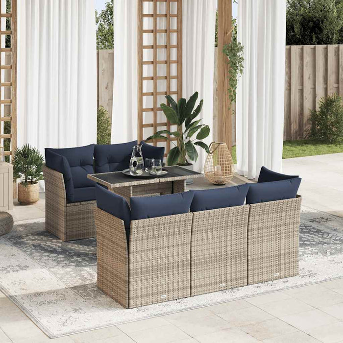 Set mobilier grădină cu perne 6 piese gri poliratan/lemn acacia - WALTI WALTI