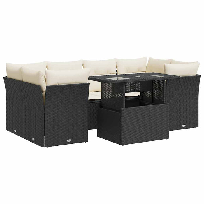 Set canapele de grădină cu perne, 7 piese, negru, poliratan - WALTI WALTI