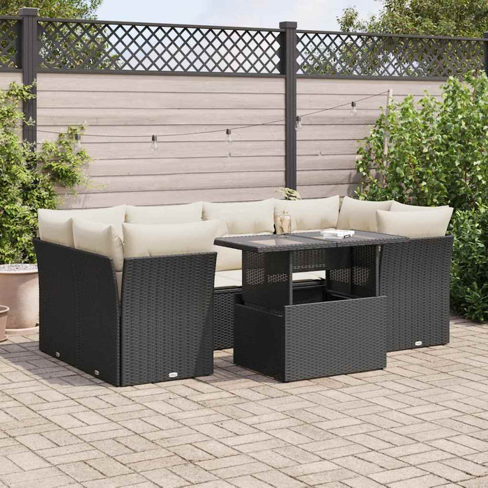 Set canapele de grădină cu perne, 7 piese, negru, poliratan - WALTI WALTI