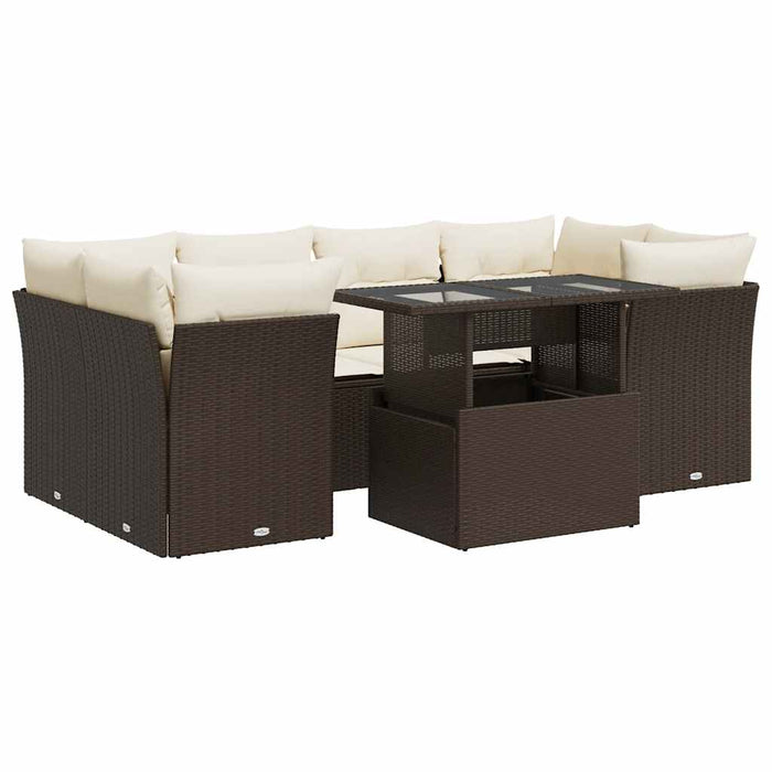 Set canapele de grădină cu perne, 7 piese, maro, poliratan - WALTI WALTI