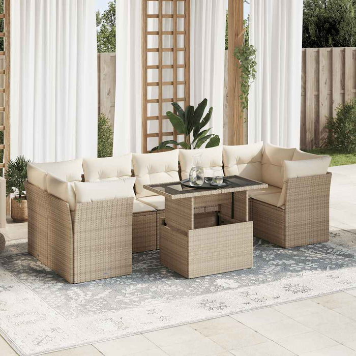 Set canapele de grădină, 8 piese, cu perne, bej, poliratan - WALTI WALTI