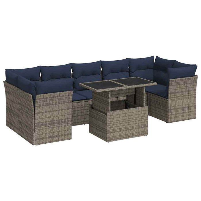 Set canapele grădină cu perne 8 piese gri poliratan/lemn acacia - WALTI WALTI