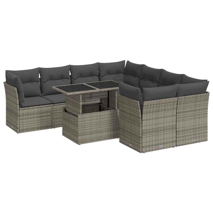 Set canapele de grădină, 9 piese, cu perne, gri, poliratan - WALTI WALTI