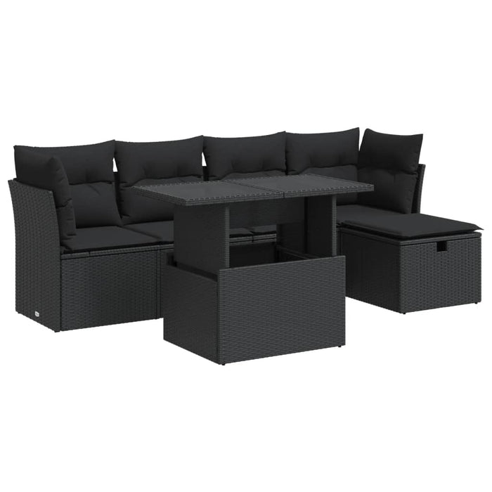 Set mobilier de grădină cu perne, 6 piese, negru, poliratan - WALTI WALTI