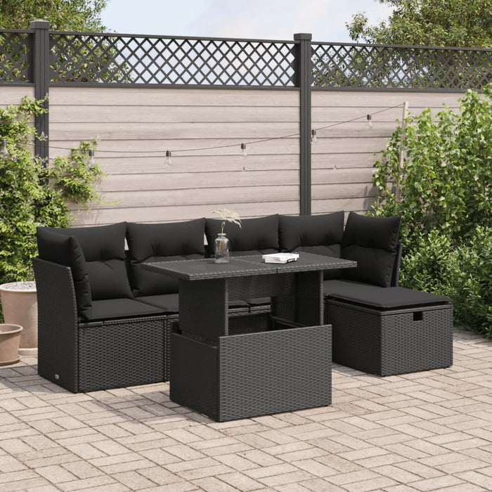 Set mobilier de grădină cu perne, 6 piese, negru, poliratan - WALTI WALTI