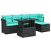 Set mobilier grădină perne 6 piese negru poliratan/lemn acacia - WALTI WALTI