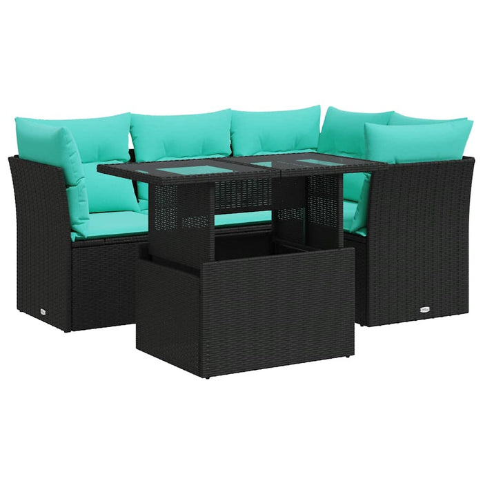 Set mobilier de grădină cu perne, 5 piese,poliratan/lemn acacia WALTI