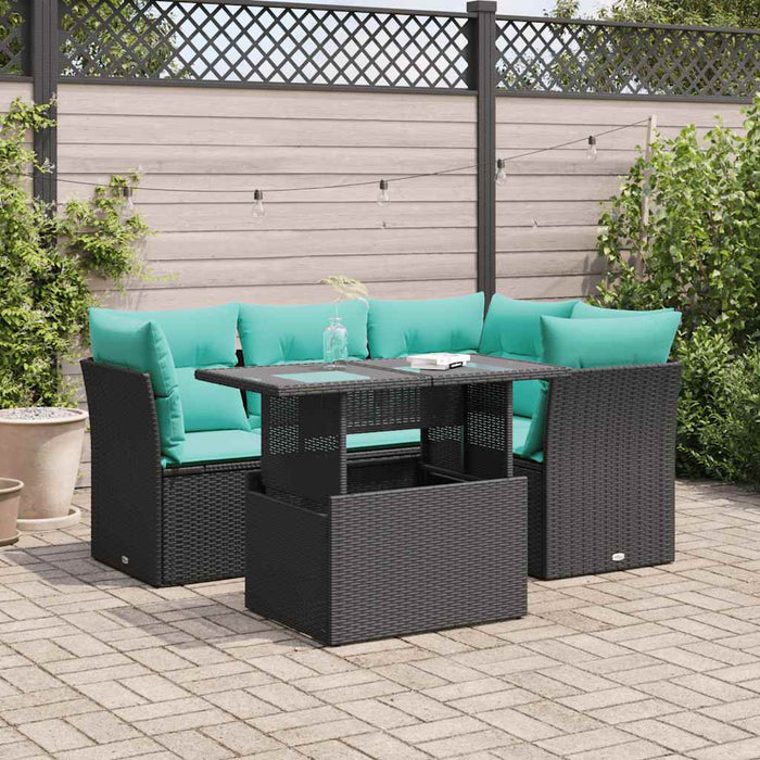 Set mobilier de grădină cu perne, 5 piese,poliratan/lemn acacia WALTI