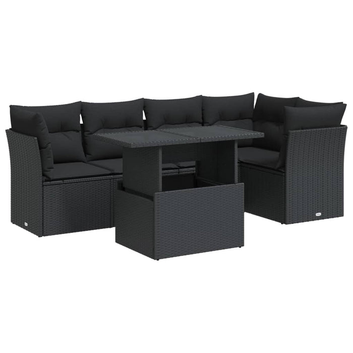 Set mobilier de grădină cu perne, 6 piese, negru, poliratan - WALTI WALTI