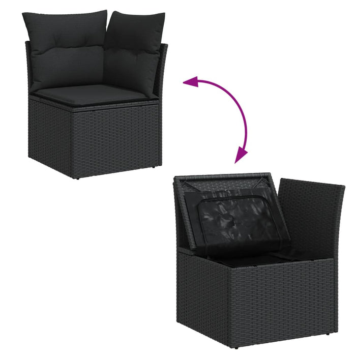 Set mobilier de grădină cu perne, 6 piese, negru, poliratan - WALTI WALTI