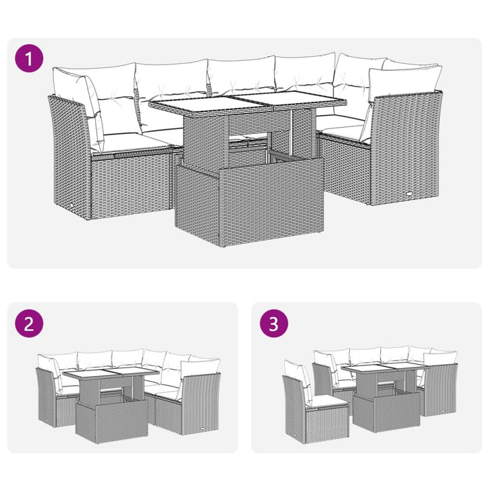 Set mobilier de grădină cu perne, 6 piese, negru, poliratan - WALTI WALTI