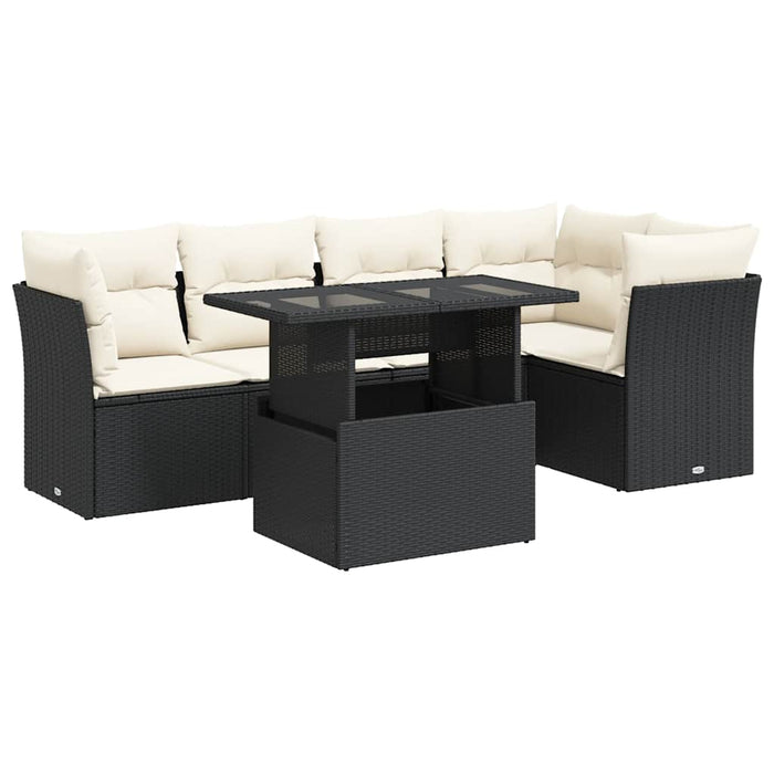 Set mobilier de grădină cu perne, 6 piese, negru, poliratan - WALTI WALTI
