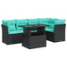 Set mobilier grădină perne 6 piese negru poliratan/lemn acacia - WALTI WALTI