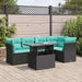 Set mobilier grădină perne 6 piese negru poliratan/lemn acacia - WALTI WALTI
