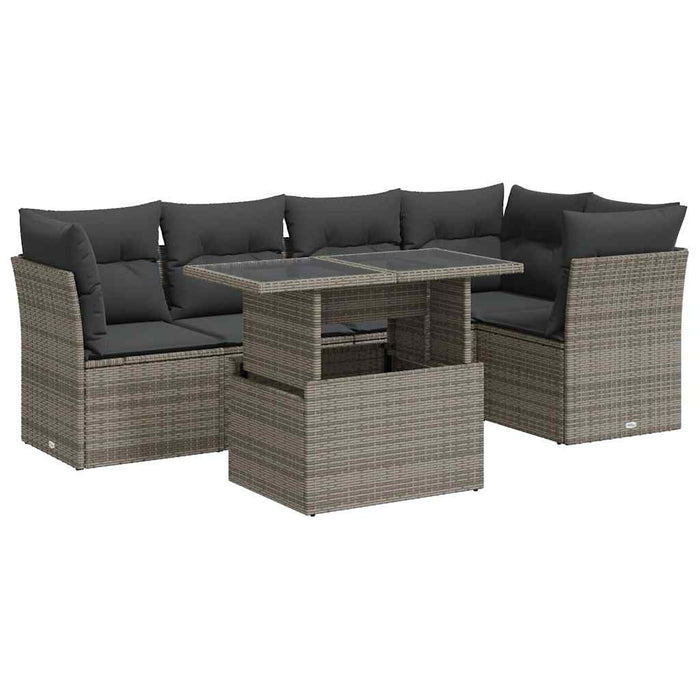 Set mobilier grădină cu perne, 6 piese, gri, poliratan - WALTI WALTI