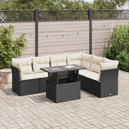 Set canapele de grădină cu perne, 7 piese, negru, poliratan - WALTI WALTI