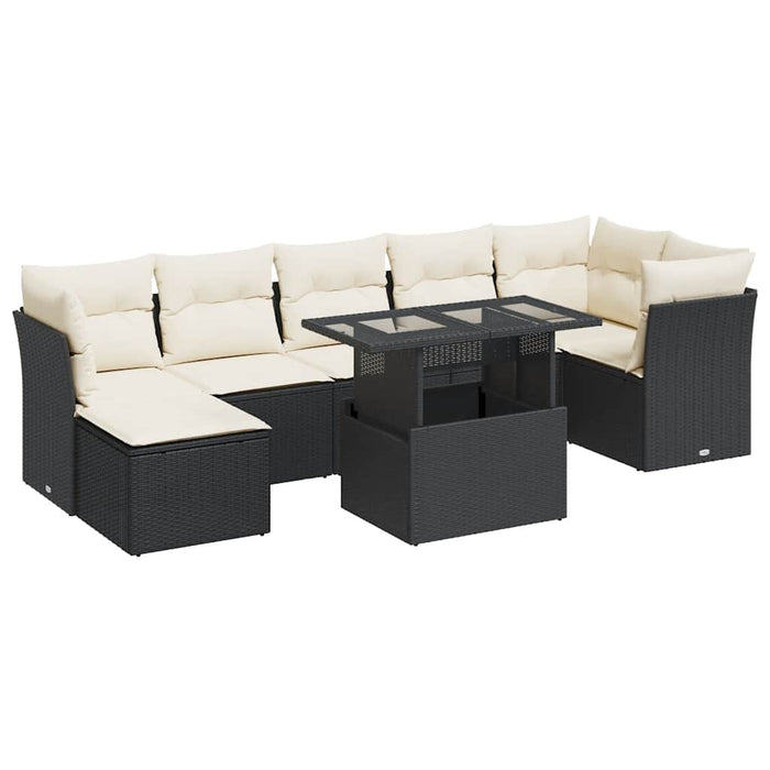 Set mobilier de grădină cu perne, 8 piese, negru, poliratan - WALTI WALTI