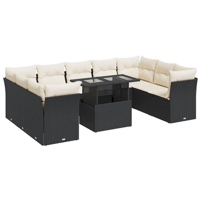 Set canapele de grădină cu perne, 10 piese, negru, poliratan - WALTI WALTI